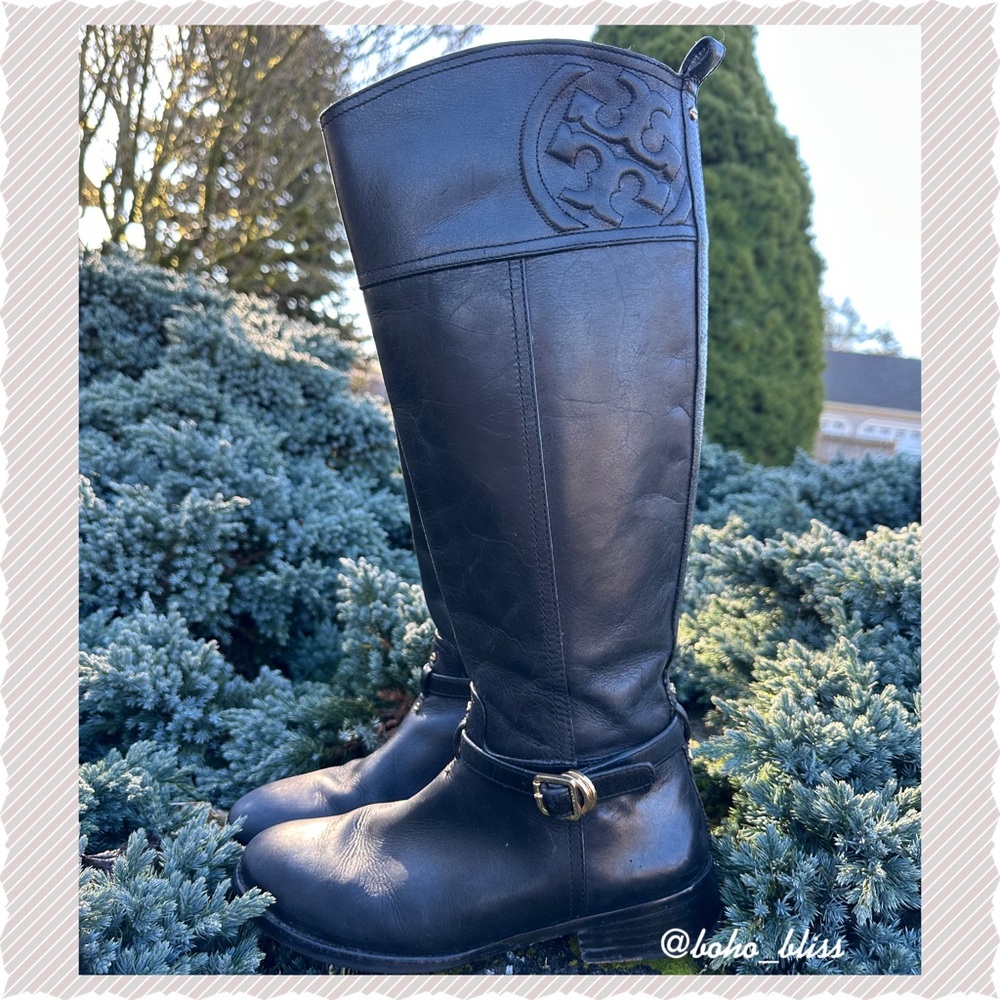 TORY BURCH | Black Marlene Leather Riding Motorcycle Boot 9.5 EUC